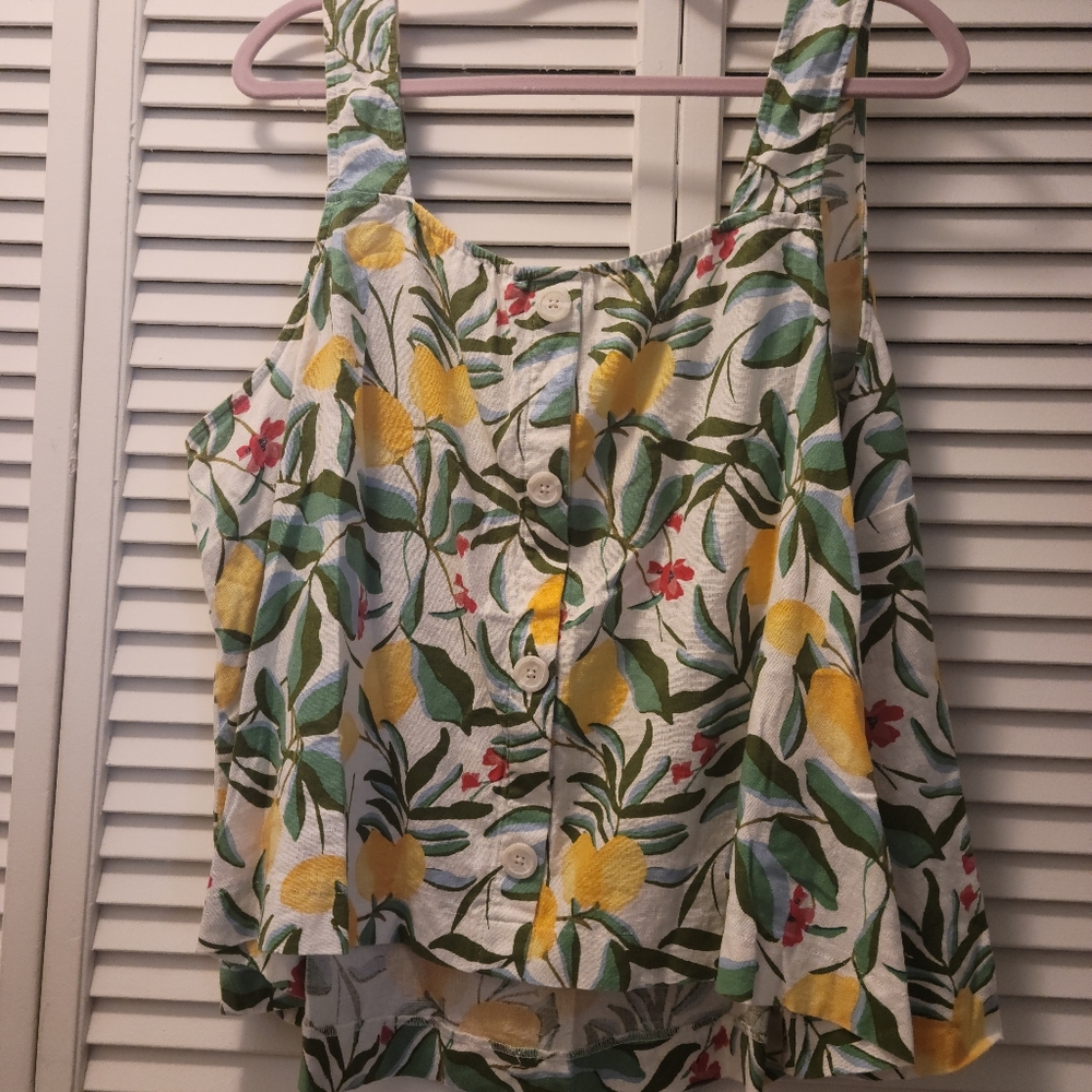 Linen Lemon Crop Tank - Picture 3 of 4